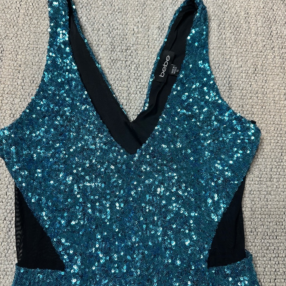 Bebe Sparkling Blue Sequin Dress